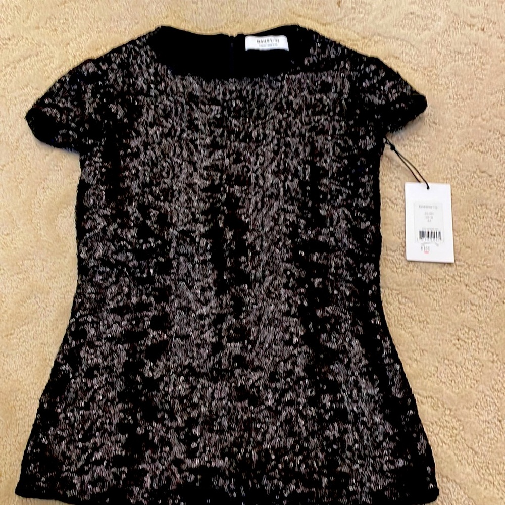 Bailey black sequined top with zipper in back